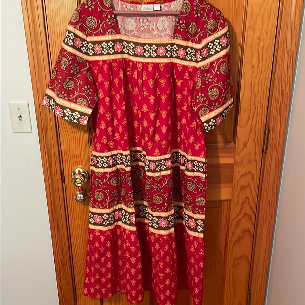 Pretty red print muumuu